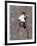 Man Wall Climbing Indoors with Equipment-null-Framed Photographic Print