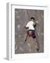 Man Wall Climbing Indoors with Equipment-null-Framed Photographic Print