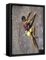 Man Wall Climbing Indoors-null-Framed Stretched Canvas