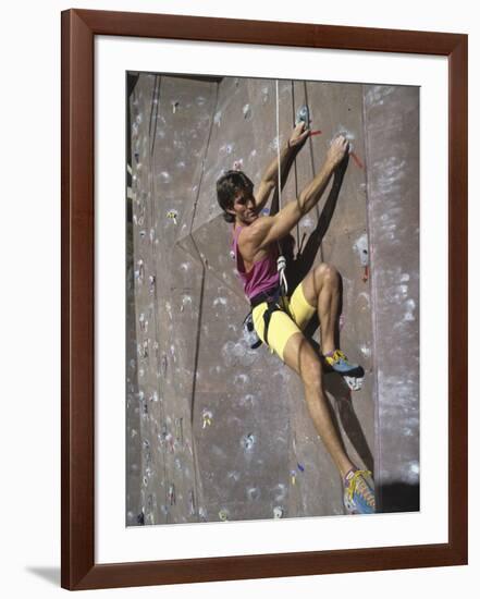 Man Wall Climbing Indoors-null-Framed Photographic Print