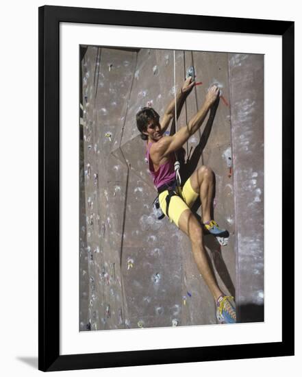 Man Wall Climbing Indoors-null-Framed Photographic Print