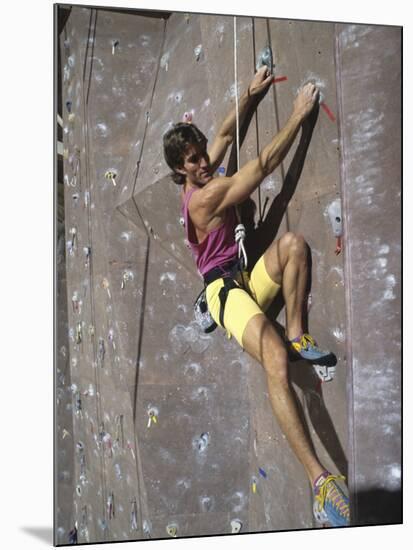 Man Wall Climbing Indoors-null-Mounted Photographic Print