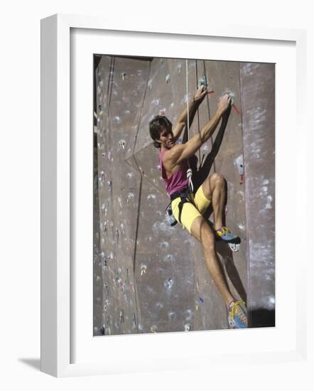 Man Wall Climbing Indoors-null-Framed Photographic Print