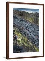 Man Watching an Active Lava Stream, Tolbachik Volcano, Kamchatka, Russia, Eurasia-Michael Runkel-Framed Photographic Print