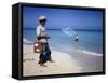 Man Watching Fisherman with a Net Working Along Varadero Beach-Eliot Elisofon-Framed Stretched Canvas