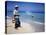 Man Watching Fisherman with a Net Working Along Varadero Beach-Eliot Elisofon-Stretched Canvas