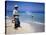 Man Watching Fisherman with a Net Working Along Varadero Beach-Eliot Elisofon-Stretched Canvas