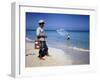 Man Watching Fisherman with a Net Working Along Varadero Beach-Eliot Elisofon-Framed Photographic Print