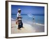 Man Watching Fisherman with a Net Working Along Varadero Beach-Eliot Elisofon-Framed Photographic Print