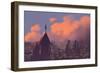 Man Watching over the City,Illustration Painting-Tithi Luadthong-Framed Art Print