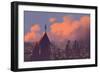 Man Watching over the City,Illustration Painting-Tithi Luadthong-Framed Art Print