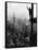Man Waving from Empire State Building Construction Site-null-Framed Stretched Canvas