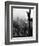 Man Waving from Empire State Building Construction Site-null-Framed Photographic Print