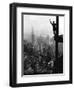 Man Waving from Empire State Building Construction Site-null-Framed Photographic Print