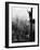 Man Waving from Empire State Building Construction Site-null-Framed Photographic Print