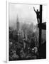 Man Waving from Empire State Building Construction Site-null-Framed Photographic Print