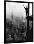 Man Waving from Empire State Building Construction Site-null-Framed Photographic Print