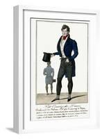 Man Wearing a Blue Jacket and Black Cashmere Trousers Carrying a Top Hat-null-Framed Art Print