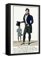 Man Wearing a Blue Jacket and Black Cashmere Trousers Carrying a Top Hat-null-Framed Stretched Canvas