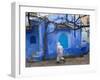 Man Wearing a Djellaba on the Street, Chefchaouen, Morocco-Peter Adams-Framed Photographic Print