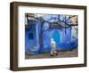 Man Wearing a Djellaba on the Street, Chefchaouen, Morocco-Peter Adams-Framed Photographic Print