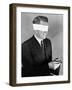 Man Wearing Blindfold Holding Money (B&W)-Hulton Archive-Framed Photographic Print
