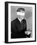 Man Wearing Blindfold Holding Money (B&W)-Hulton Archive-Framed Photographic Print