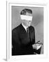 Man Wearing Blindfold Holding Money (B&W)-Hulton Archive-Framed Photographic Print