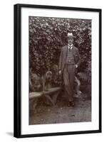 Man with a Bulldog in a Garden-null-Framed Photographic Print