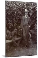 Man with a Bulldog in a Garden-null-Mounted Photographic Print