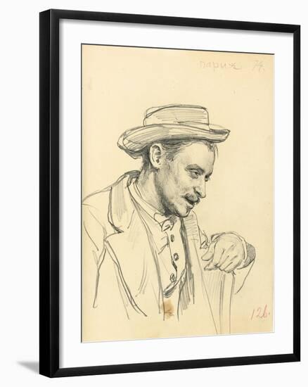 Man with a Hat in Profile, C. 1872-1875-Ilya Efimovich Repin-Framed Giclee Print