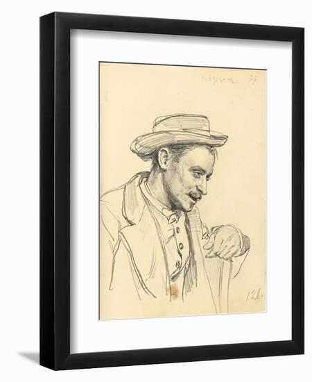 Man with a Hat in Profile, C. 1872-1875-Ilya Efimovich Repin-Framed Giclee Print