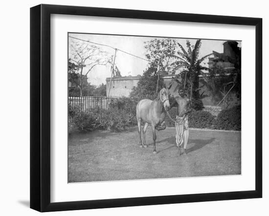 Man with a Horse, Alipore, India, 1905-1906-FL Peters-Framed Giclee Print