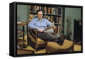 Man with a Newspaper at Home-William P. Gottlieb-Framed Stretched Canvas