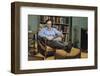 Man with a Newspaper at Home-William P. Gottlieb-Framed Premium Photographic Print