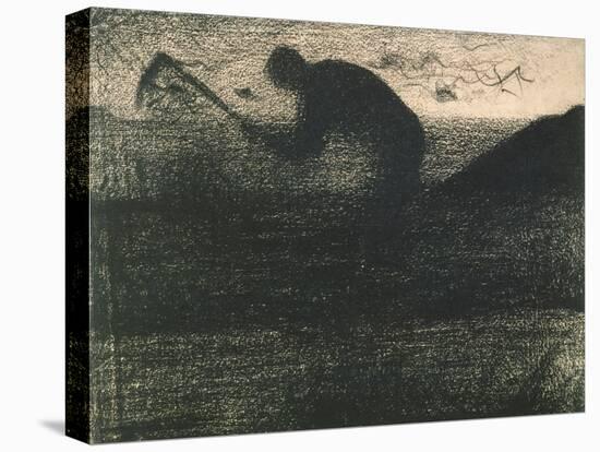 Man with a Pick, C.1883 (Crayon Conte)-Georges Pierre Seurat-Stretched Canvas