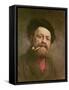 Man with a Pipe (Oil on Canvas)-Gustave Courbet-Framed Stretched Canvas