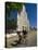 Man With a Rickshaw in Front of a Modern Church in Mahajanga, Madagascar, Africa-null-Stretched Canvas