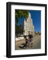 Man With a Rickshaw in Front of a Modern Church in Mahajanga, Madagascar, Africa-null-Framed Photographic Print