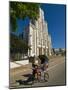 Man With a Rickshaw in Front of a Modern Church in Mahajanga, Madagascar, Africa-null-Mounted Photographic Print