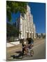 Man With a Rickshaw in Front of a Modern Church in Mahajanga, Madagascar, Africa-null-Mounted Photographic Print