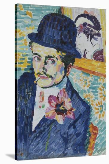 Man with a Tulip (Portrait of Jean Metzinger)-Robert Delaunay-Stretched Canvas