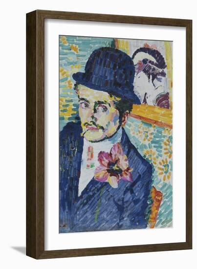 Man with a Tulip (Portrait of Jean Metzinger)-Robert Delaunay-Framed Giclee Print