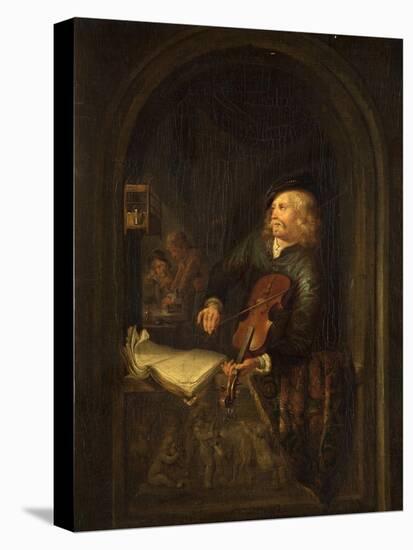 Man with a Violin-Gerrit or Gerard Dou-Stretched Canvas