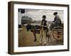 Man with a Woman in a Cart, 1922 (Oil on Canvas)-Harold Harvey-Framed Giclee Print