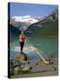 Man with an Alpenhorn Beside Lake Louise in the Banff National Park, Alberta, Canada, North America-Renner Geoff-Stretched Canvas