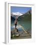 Man with an Alpenhorn Beside Lake Louise in the Banff National Park, Alberta, Canada, North America-Renner Geoff-Framed Photographic Print