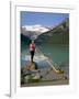 Man with an Alpenhorn Beside Lake Louise in the Banff National Park, Alberta, Canada, North America-Renner Geoff-Framed Photographic Print