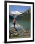 Man with an Alpenhorn Beside Lake Louise in the Banff National Park, Alberta, Canada, North America-Renner Geoff-Framed Photographic Print