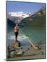 Man with an Alpenhorn Beside Lake Louise in the Banff National Park, Alberta, Canada, North America-Renner Geoff-Mounted Photographic Print